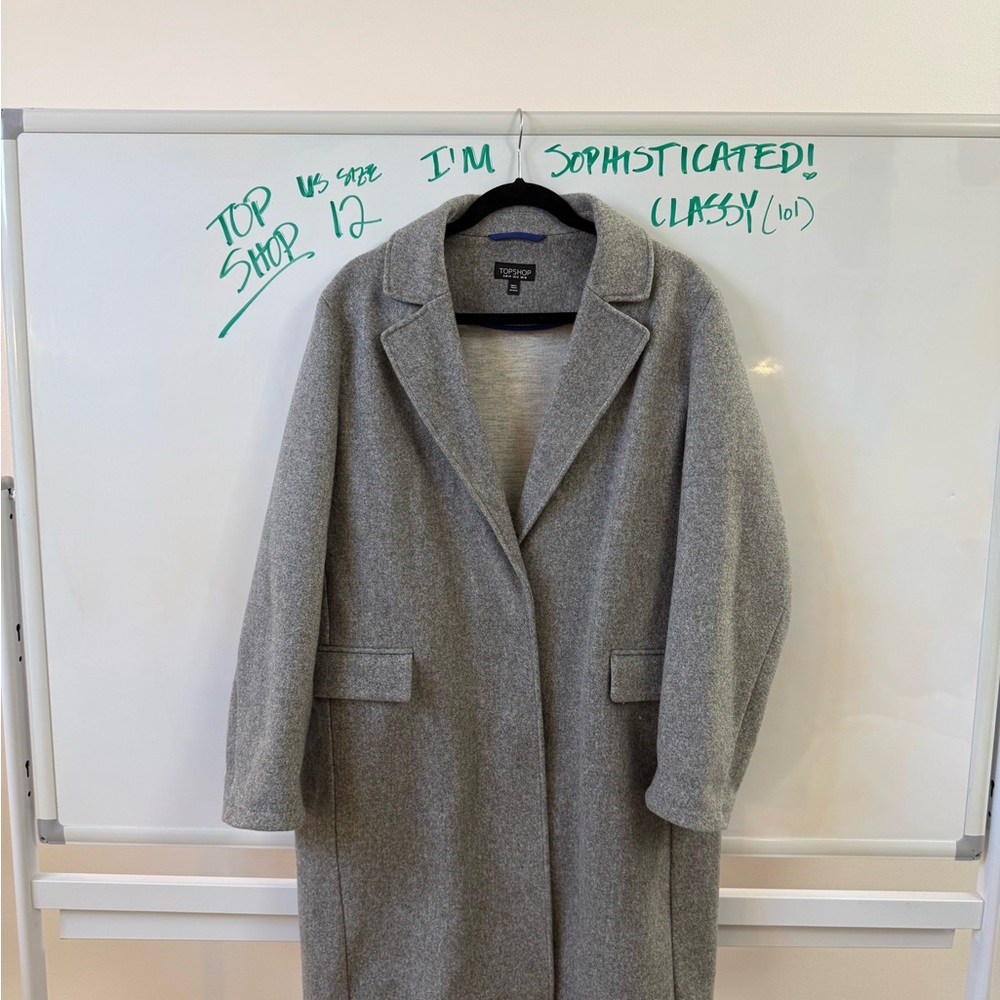 Topshop Gray Single-Breasted Wool-Blend Coat